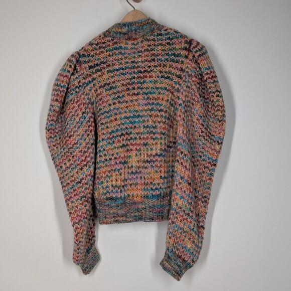 ULLA JOHNSON Fiora Puff Sleeve Cardigan Tropical Marl Knit Sweater XS/S Preowned - Picture 4 of 13